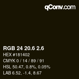 カラーコード: RGB 24 20.6 2.6 | qconv.com