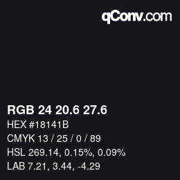 カラーコード: RGB 24 20.6 27.6 | qconv.com