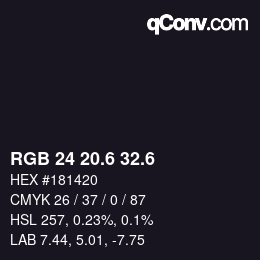 カラーコード: RGB 24 20.6 32.6 | qconv.com