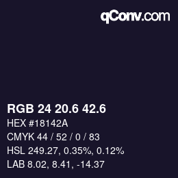 カラーコード: RGB 24 20.6 42.6 | qconv.com