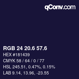 カラーコード: RGB 24 20.6 57.6 | qconv.com