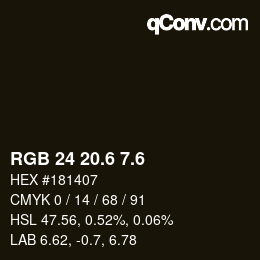カラーコード: RGB 24 20.6 7.6 | qconv.com
