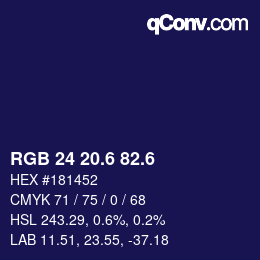 カラーコード: RGB 24 20.6 82.6 | qconv.com