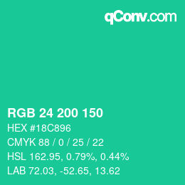 カラーコード: RGB 24 200 150 | qconv.com