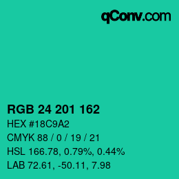 Color code: RGB 24 201 162 | qconv.com
