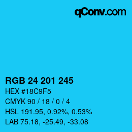 Color code: RGB 24 201 245 | qconv.com
