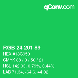 Color code: RGB 24 201 89 | qconv.com