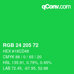 Color code: RGB 24 205 72 | qconv.com