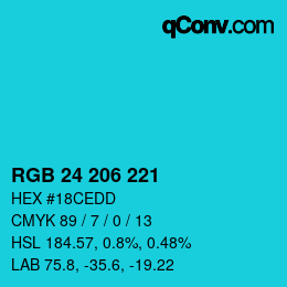 Farbcode: RGB 24 206 221 | qconv.com