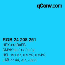 Color code: RGB 24 208 251 | qconv.com