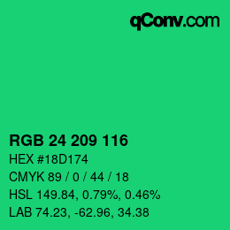 Color code: RGB 24 209 116 | qconv.com