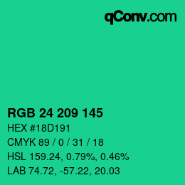 カラーコード: RGB 24 209 145 | qconv.com