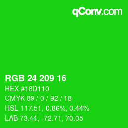 カラーコード: RGB 24 209 16 | qconv.com
