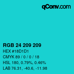 Color code: RGB 24 209 209 | qconv.com