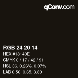 Color code: RGB 24 20 14 | qconv.com