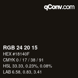 Color code: RGB 24 20 15 | qconv.com