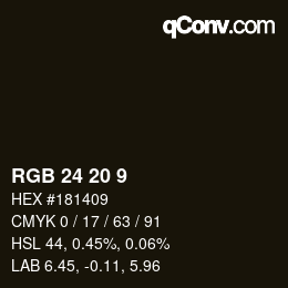 カラーコード: RGB 24 20 9 | qconv.com