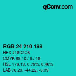 Color code: RGB 24 210 198 | qconv.com