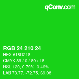 カラーコード: RGB 24 210 24 | qconv.com