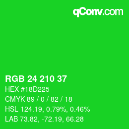 Color code: RGB 24 210 37 | qconv.com