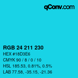 Color code: RGB 24 211 230 | qconv.com