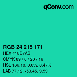 Color code: RGB 24 215 171 | qconv.com