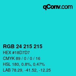 Color code: RGB 24 215 215 | qconv.com
