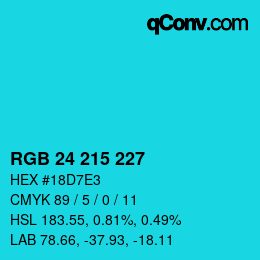 Color code: RGB 24 215 227 | qconv.com