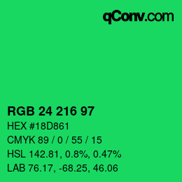 颜色代码: RGB 24 216 97 | qconv.com