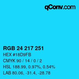 Color code: RGB 24 217 251 | qconv.com