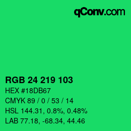 Color code: RGB 24 219 103 | qconv.com