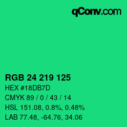 Color code: RGB 24 219 125 | qconv.com