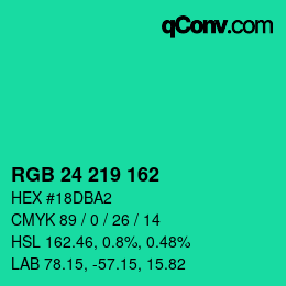 Code couleur: RGB 24 219 162 | qconv.com