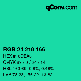 Color code: RGB 24 219 166 | qconv.com