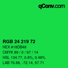 Color code: RGB 24 219 72 | qconv.com