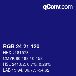 Color code: RGB 24 21 120 | qconv.com