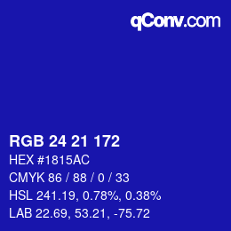 Color code: RGB 24 21 172 | qconv.com
