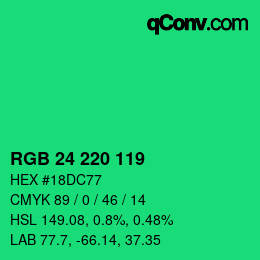 カラーコード: RGB 24 220 119 | qconv.com