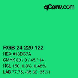 Color code: RGB 24 220 122 | qconv.com