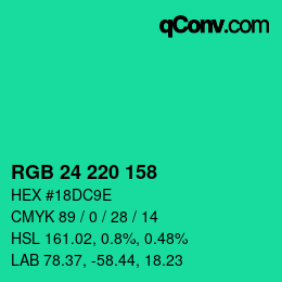 Color code: RGB 24 220 158 | qconv.com