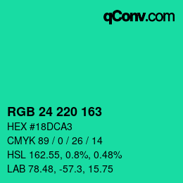 Color code: RGB 24 220 163 | qconv.com