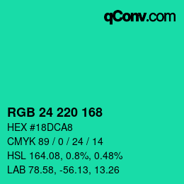 Color code: RGB 24 220 168 | qconv.com