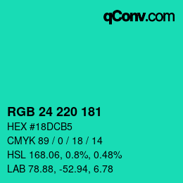 Color code: RGB 24 220 181 | qconv.com