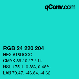 Color code: RGB 24 220 204 | qconv.com