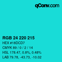 Color code: RGB 24 220 215 | qconv.com