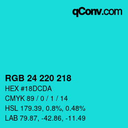 Color code: RGB 24 220 218 | qconv.com