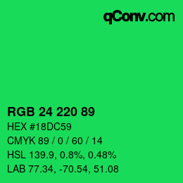 Color code: RGB 24 220 89 | qconv.com