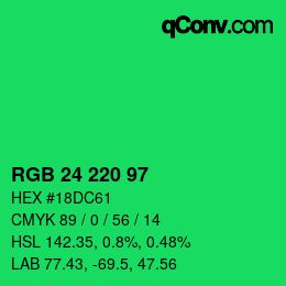 Farbcode: RGB 24 220 97 | qconv.com