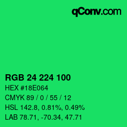 Color code: RGB 24 224 100 | qconv.com