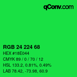 Color code: RGB 24 224 68 | qconv.com